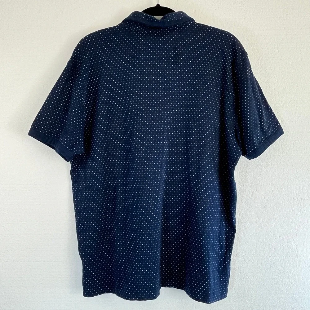 Banana Republic Mens Navy Blue XL‎ Star Print Short Sleeve Collared Polo Shirt